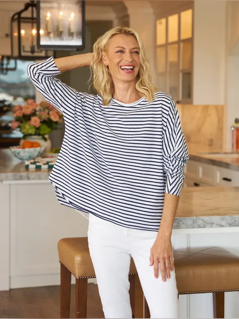 Frank & Eileen Women’s Anna Capelet Long‎ Sleeve Tee Stripe Shirt Size XL